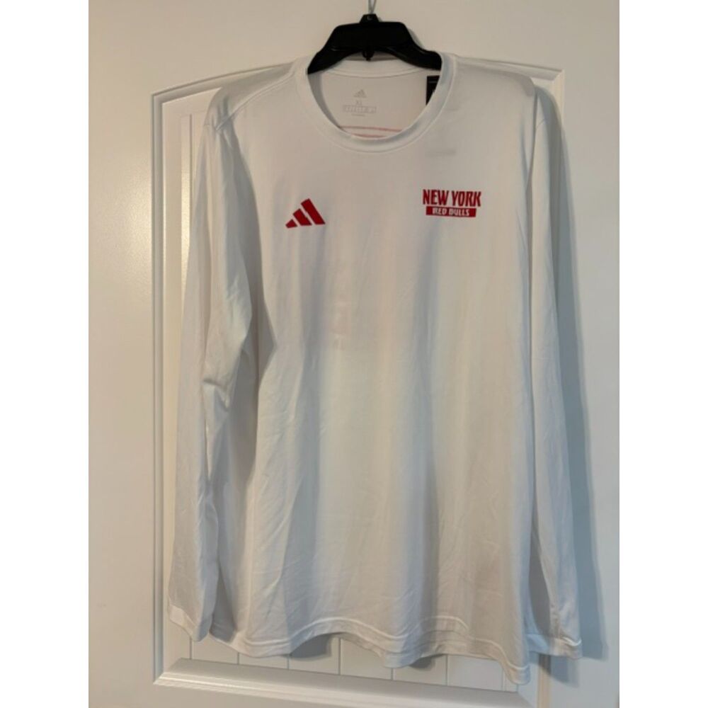 Adidas New York Red Bulls MLB Soccer T-Shirt Men's XL White/Red Long Sleeve